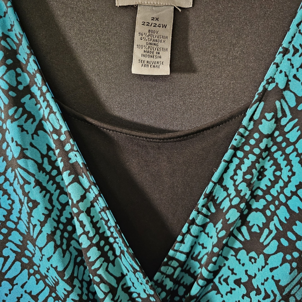 Catherines Black and Blue Geometric Midi Dress - Picture 3 of 3